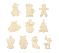 Dickly 10 piezas de rodajas de madera sin terminar, adornos navideños de madera recortados, formas de para pintar, para colgar decoraciones y manualidades.