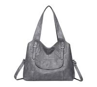 Dickly Bolso de hombro multiusos, suave, tipo hobo, para cosméticos, viajes, compras, para damas, Gris Oscuro