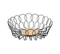 Dickly Cesta de alambre para frutas, soporte para cápsulas de café con base de madera, recipiente para servir y estante para guardar verduras, 26 Cm X 8.5 Cm