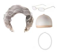 Dickly Conjunto de Peluca de Abuela de Halloween, Conjunto de Peluca de Abuela Mayor, decoración Divertida para Fiesta temática, Cosplay, espectáculo de, Gris Oscuro