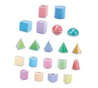 Dickly Juego de 20 Bloques de Formas geométricas 3D para niños de 4 a 8 años, Material Educativo para Profesores de matemáticas.