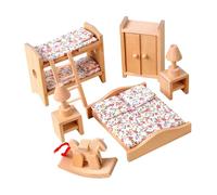 Dickly Juego de muebles de casa de muñecas de madera, juguete de simulación, pieza de bricolaje, decoración clásica de casa de muñecas, muebles en miniatura, Habitación de Niños