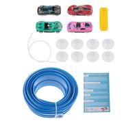 Dickly Pista Flexible de 15 pies con 4 Mini Modelos de Autos de aleación con Soporte de Ventosa Multiusos para Mayores de 3 años, Azul