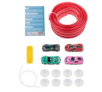 Dickly Pista Flexible de 15 pies con 4 Mini Modelos de Autos de aleación con Soporte de Ventosa Multiusos para Mayores de 3 años, Rojo