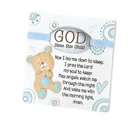 Dicksons Baby Bear God Bless This Child - Placa de mesa para niño, color blanco