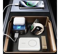 DICMKY Tesla - Cargador USB y consola central para el modelo 3 Highland 2024-2025 y el nuevo modelo Y Juniper 2026, estación de acoplamiento de 4 puertos para teléfono/auriculares/reloj/tableta