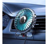 DICMKY Ventilador USB para rejillas de ventilación de coche montado con luz de colores, ventiladores de clip giratorios de 360° que soplan aire frío, pequeño ventilador mini enfriador silencioso