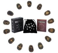 DICOSMETIC 1 juego de runas de madera de madera grande, runa vikinga, runas vikingas, color negro, hechas a mano, con bolsa de almacenamiento y libro de instrucciones para principiantes, adivinación y