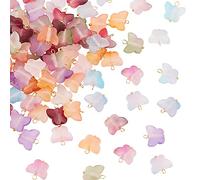 DICOSMETIC 100 Uds Abalorios de Mariposa Acrílicos Coloridos Colgantes de Mariposa Esmerilada Amuletos de Insectos Voladores con Hallazgos de Latón Dorado Abalorios Colgantes A Granel