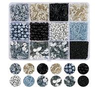 DICOSMETIC 108 g de perlas surtidas para hacer joyas, perlas y lentejuelas, juego de cuentas redondas de cristal, perlas de imitación, cuentas tubulares, cuentas de pony, lentejuelas sueltas para