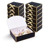 DICOSMETIC 12 cajas de regalo grandes con tapa, 27 x 20 x 8 cm, color negro, para damas de honor, regalo, bodas, cumpleaños, fiestas, regalos, tartas, cajas de regalo