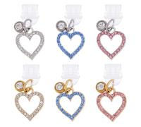DICOSMETIC 12 tapones antipolvo con forma de corazón tipo C para el puerto de carga, para el colgante del teléfono móvil, cubierta de plástico, con aleación de estrás, colgante de amor, conector USB