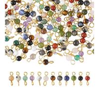 DICOSMETIC 120 piezas de 12 estilos de cuentas de piedras preciosas naturales de 4 mm, redondas, conectores con doble bucle dorado, eslabones de piedra de cristal para hacer joyas de bricolaje,