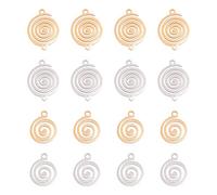 DICOSMETIC 16 pieza 4 estilo Acero Inoxidable Redondo Vortex Colgante Espiral Onda Colgante Remolino Enlaces Conectores Filigrana Encantos para DIY Joyería Fabricación Artesanal