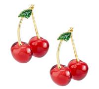 DICOSMETIC 2 figuras de cristal de cerezo para decoración de cereza, estatuilla de cristal con estado de fruta roja, adorno creativo de pisapapeles para centro de mesa para el hogar, oficina