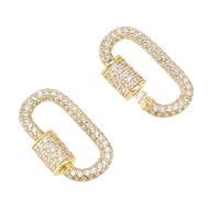 DICOSMETIC 2 mosquetones para collar, a granel, dorados, mosquetones de latón, circonita cúbica, mosquetones de tornillo, pequeños llaveros ovalados, clip para hacer joyas