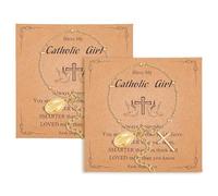 DICOSMETIC 2 piezas Cruz Pulsera Rosario Dorado Cruz Collar de Perlas Pulsera Ajustable Virgen María Cruz Pulseras Aleación Cadenas Religiosas Pulseras para Mujeres Damas