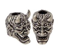 DICOSMETIC 2 piezas de cuentas de paracord de calavera de latón cuchillo cordón perlas samurai EDC perlas de plata antigua agujero grande cráneo cuentas para cuchillo cordón llavero pulsera agujero: