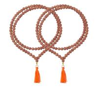 DICOSMETIC 2 unidades 108 rudraksha mala perlas collar 63 cm 63 cm 24.8 pulgadas cuentas de madera Rudraksha hecho a mano cadena de oración para meditación diaria y recitación de mantra