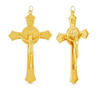 DICOSMETIC 2 unidades de 11,8 x 7 cm de metal para pared, cruz de San Benito, crucifijo de Jesucristo, crucifijo católico cristiano, decoración de Pascua, regalos para mujeres y hombres