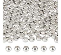 DICOSMETIC 200 cuentas redondas sueltas espaciadoras de bolas de acero inoxidable, cuentas europeas de agujero grande, cuentas de superficie lisa de 3 mm, cuentas espaciadoras sueltas para hacer