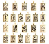 DICOSMETIC 22 collar con Colgante de Tarjeta de Tarot de Acero Inoxidable Grabado con Diseño de Tarot Vintage, Color Dorado, Rectangular, Colgante de Futuro de Adivinación Vintage para Hacer Joyas