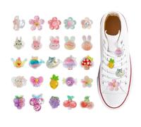 DICOSMETIC 24 bonitos dijes para zapatos para tenis, dijes de cristal brillante para zapatos, accesorios de decoración de resina con flores y animales con clips de hebilla, cordones para zapatos para