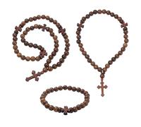 DICOSMETIC 3 cuerdas cristianas ortodoxas de 25/33/50 nudos, cuerda griega ortodoxa, griega, komboskoini chotki, protección, bendición, cruz, abalorios, cuerdas de madera, regalo religioso católico