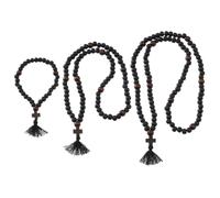DICOSMETIC 3 cuerdas de oración cristianas ortodoxas de madera chotki 30/80/100 nudos anglicanas cuentas de oración cruz bendición con borla regalo religioso para hombres y mujeres negro