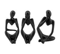 DICOSMETIC 3 piezas 3 estilos resina pensador estatuas decoración negra acentos conjunto estantería escritorio figuras abstractas sentado esculturas para regalos de inauguración de la casa decoración