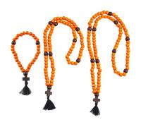 Dicosmetic 3 piezas de oración ortodoxa chotki 30/80/100 nudos cuentas de madera cruz regalo religioso negro