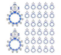 DICOSMETIC 30 piezas 2 estilos dedo rosario anillos al por mayor bolsa cruz anillo pequeño católico anillo de oración platino rojo azul bautizo regalos set para hombres mujeres regalos fiesta baby