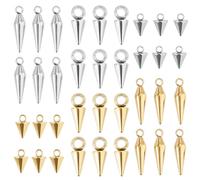 DICOSMETIC 36 dijes de cono de 3 tamaños, 2 colores, de acero inoxidable, 9/16/18 mm, estilo hiphop, punk, conos, abalorios, abalorios, colgantes largos para hacer joyas, manualidades, agujero: 1,8