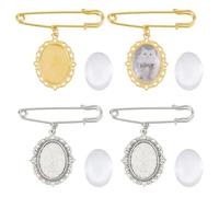 DICOSMETIC 4 piezas 2 colores ramo de boda colgante de foto pin 55 mm colgante conmemorativo para la novia encaje ovalado ramo colgante de imagen pin con 4 cabujones de cristal para despedida de