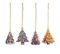 DICOSMETIC 4 piezas 4 estilos colgante de árbol de Navidad plano perro de Navidad guitarra comida estantería árbol decoración festiva acrílico coche colgador para fiesta hogar espacio oficina