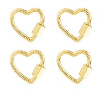 DICOSMETIC 4 piezas de mosquetón de rosca con forma de corazón con cierre de mosquetón, llavero pequeño con cerradura de tornillo colgante, clips de hebilla de latón para llaves, camping, senderismo,