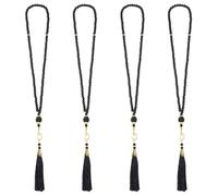 DICOSMETIC 4 unidades de rosario islámico de cristal negro Tasbih cadena de oración 99 cadena de oración con colgante de gancho dorado y borlas, regalo religioso para mujeres y hombres, 43 cm