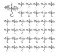 DICOSMETIC 40 dijes de dragón volador de metal de plata envejecida, estilo tibetano, colgantes de aleación para collares, pulseras, pendientes, joyería, agujero: 1,8 mm