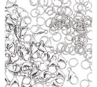 DICOSMETIC 40pcs 15mm Cierres de Pinza de Langosta de Acero Inoxidable con 80pcs Anillos de Salto Collar Broche de Cadena Cierres de Gancho A Presión para la Fabricación de Joyas, Agujero: 1.8 mm