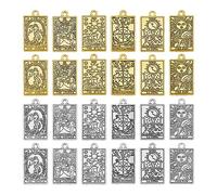 DICOSMETIC 48 pieza 6 estilos Mystical Tarot Colgantes Rueda de la Fortuna/Amantes/Mundo/Estrella/Luna/Sol Encantos Buena Suerte Amuleto Colgante Adivinación Encantos de Aleación