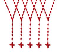 DICOSMETIC 5 collares hechos a mano con nudo de ladrillo de fuego, rosario anudado, 74 cm, corona de rosario, collar de cordón de nailon, perlas de rosario, paquete para regalo de Pascua