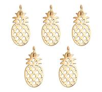 DICOSMETIC 5 pieza de Acero Inoxidable con Colgante de Piña Dorada, Collar de Frutas Tropicales, Estilo Hawaiano de Verano, Dijes de Metal para Pulsera, Collar, Pendientes, Fabricación