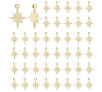 DICOSMETIC 50 colgantes de estrella del norte bañados en oro de 18 quilates, de latón, diseño vintage de cuerpo celeste, para la fabricación de joyas, diámetro: 0,8 mm, Latón