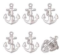 DICOSMETIC 6/8 piezas ancla broche solapa pin platino/oro ancla joyería aguja 21 x 16 mm marinero agujas aleación metal agujas hombres mujeres broches accesorios para mochilas sombreros camisas bolsas