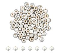 DICOSMETIC 60 cuentas redondas sueltas de plata de ley 925, cuentas de superficie lisa, cuentas espaciadoras europeas, cuentas de agujero pequeño de 1,5 mm para pulseras de bricolaje, fabricación de