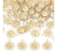 DICOSMETIC 60 Uds Colgante Solar Lunar Dorado Colgante de Cara de Sol con Filigrana Colgante de Sol con Cara Humana Colgantes de Latón Suministros de Abalorios Colgantes