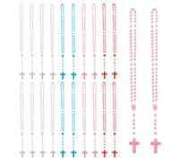 DICOSMETIC 60 unids 5 colores collar cruz luminosa collar de cuentas de rosario de plástico Collares cruzados a granel collar en Y que brilla en la oscuridad joyería de oración para mujeres hombres