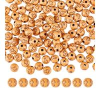 DICOSMETIC 600 unidades cuentas redondas cruz imitación madera acrílico perlas redondas 8mm para joyas pequeñas perlas espaciadoras religiosas marrón arena para la fabricación de joyas, agujero: 2 mm