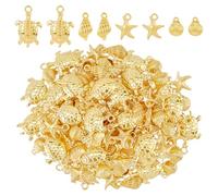 DICOSMETIC 80 piezas 4 estilos oceánico encanto animales océano colgante oro mar encantos playa animales encantos aleación verano estrellas de mar tortugas conchas encanto para la fabricación de joyas