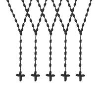 DICOSMETIC - Collar de rosario anudado (5 piezas, color negro, hecho a mano, 74 cm, collar de rosario de cuerda de nailon, cruz de cuerda de nailon, paquete de perlas de rosario para regalo de Pascua